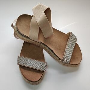 Rock & Candy Cream Espadrille Sandals with Sparkle Straps